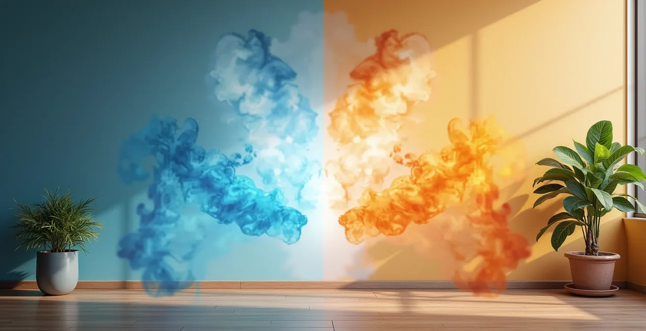 Symbolische Darstellung einer dezentralen Lüftungsinstallation in einer Wand