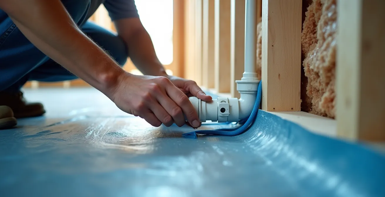 Detailaufnahme einer professionellen Kabel- und Rohrdurchführungsabdichtung