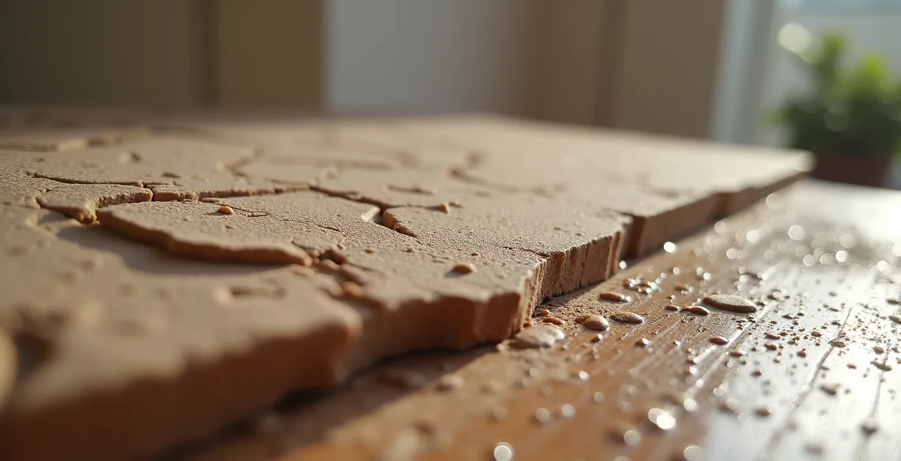 Innenraum mit Lehmputzwänden und sichtbaren Holzbalken im Sommer