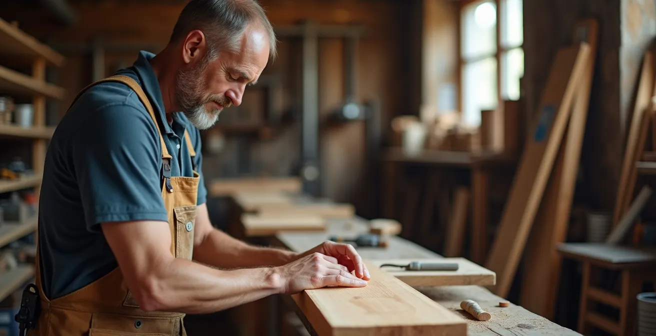 Sägewerk in deutscher Waldregion mit frisch geschnittenem Holz