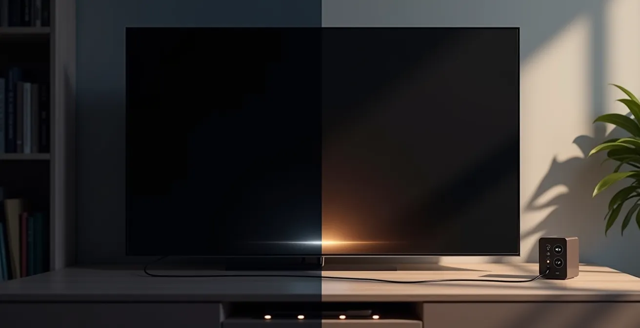 OLED-Fernseher im Standby-Modus mit Pixel-Refresh-Prozess