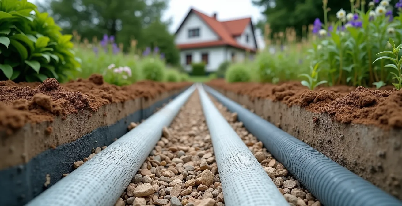 Unterirdische Rigole im Garten als dezentraler Wasserspeicher
