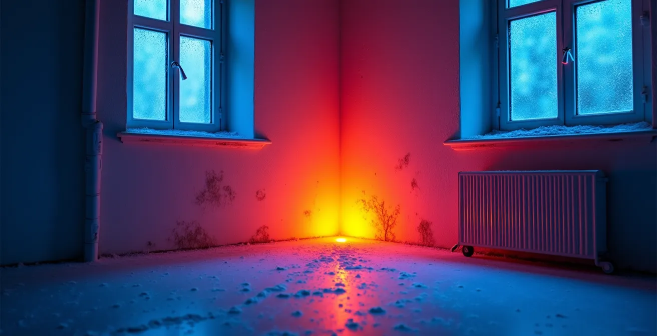 Thermografische Darstellung einer kalten Außenecke im Altbau